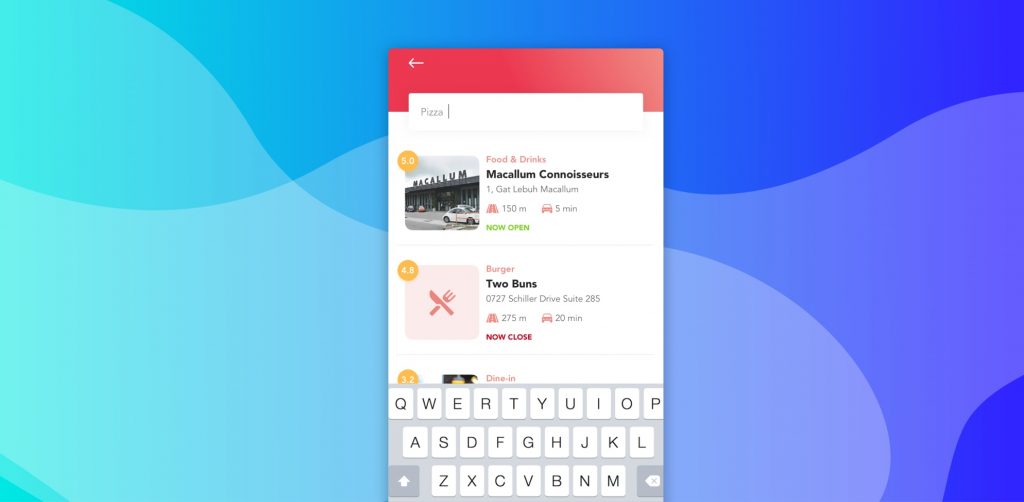 easy search to make a food delivery app