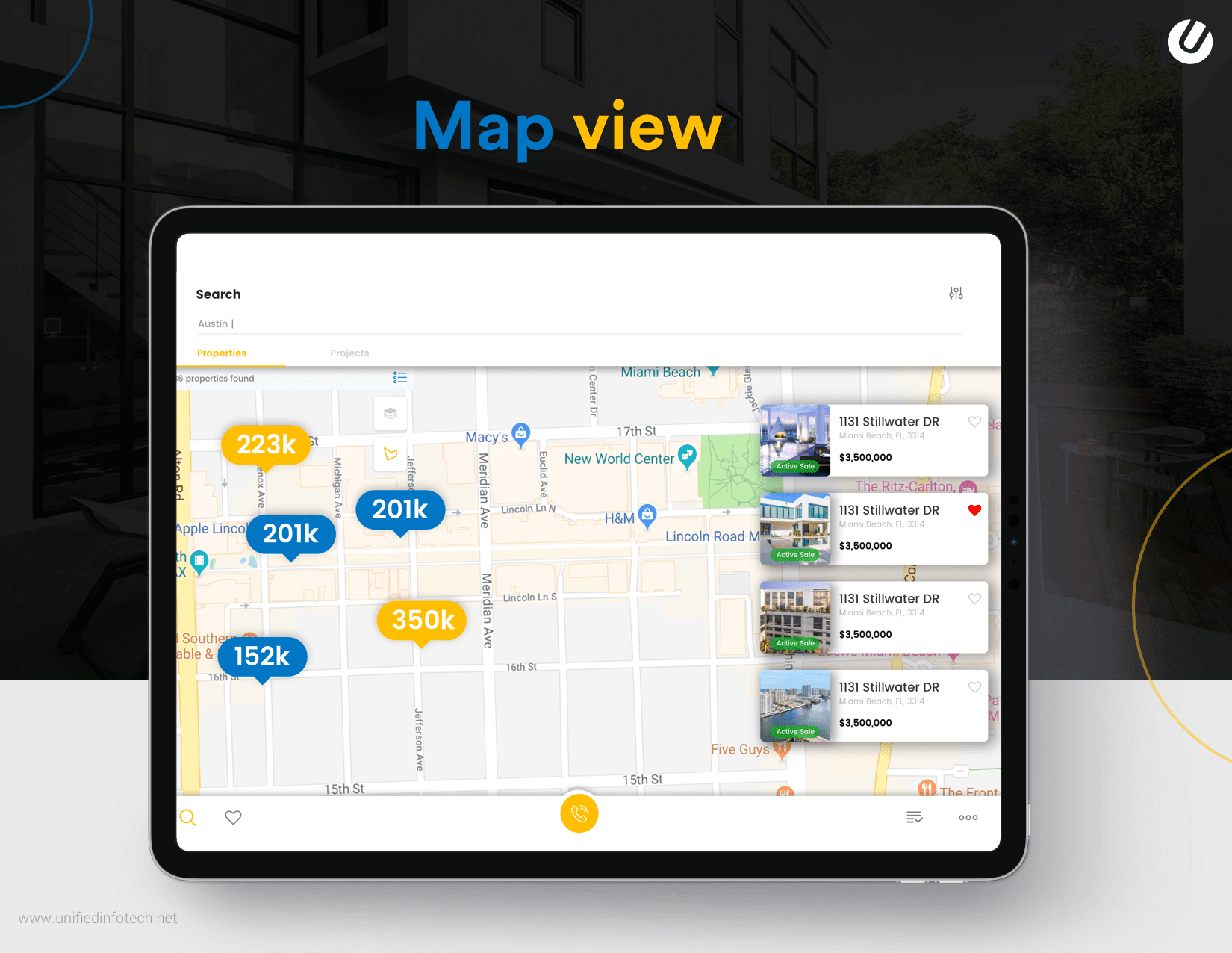 real estate app feature map view