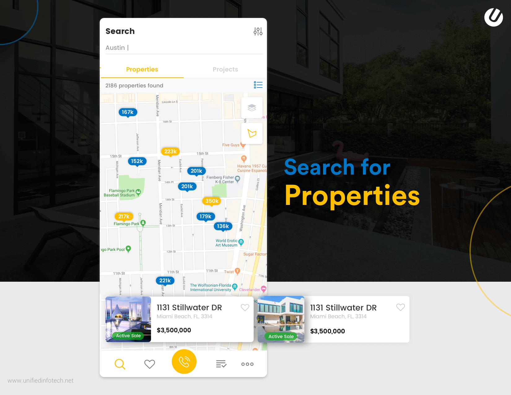 real estate app feature search for property