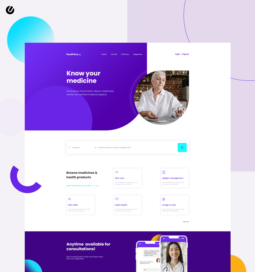 healthcare web application screen UI